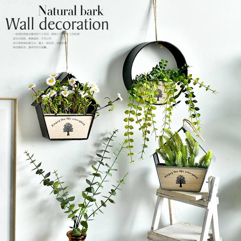 Nordic sáng tạo nhỏ gọn tường trang trí phòng ngủ màu xanh lá cây trên tường treo tường tường trang trí hoa giỏ mặt dây chuyền.