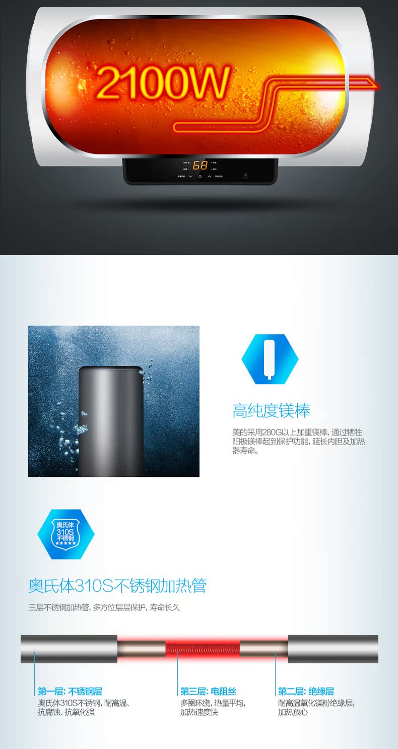 Bình nước nóng Midea / beauty F6021-X1 (S) hộ gia đình điện 50 lít nước lưu trữ loại gia đình 50 nóng - Máy đun nước bình nóng lạnh ariston 30l rs