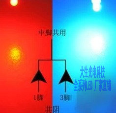 3MM Red Blue Bicolor Mist Shaped Round Head With Side Taiwan Import Chip Super Bright Co-Yin Co Yang