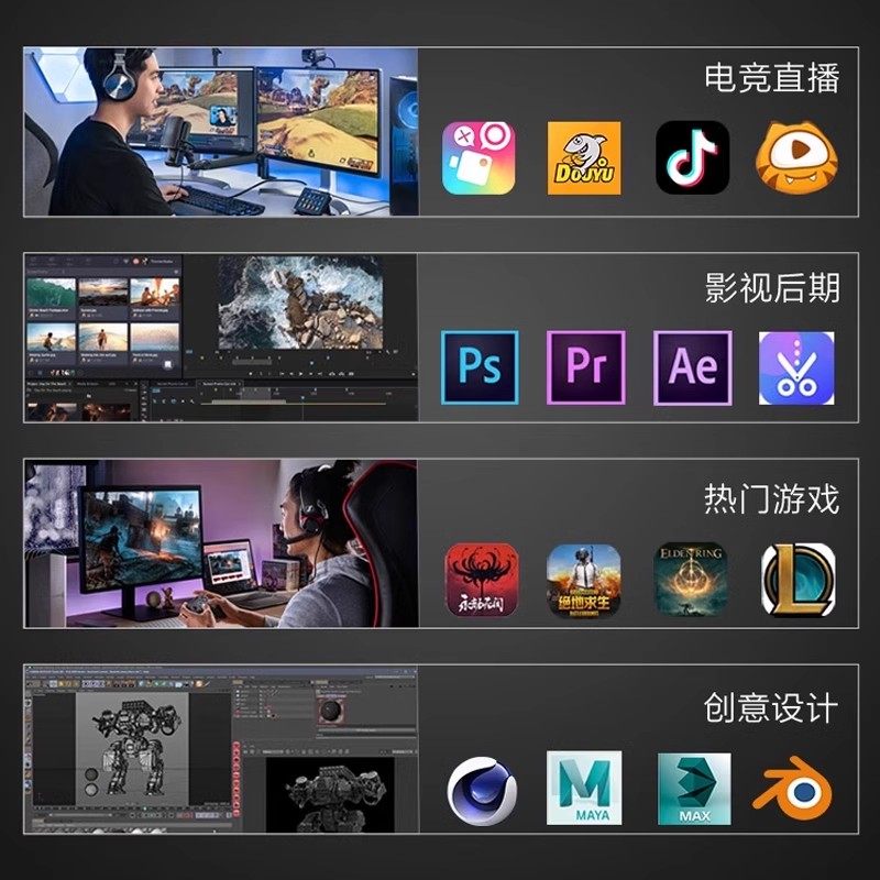 Assembled I7 Computer Host 14700Hx/U7/Asus Rtx5060 Ti Gaming Computer Host Office Desktop Design Rendering Video Editing DIY Assembly Complete Computer Set