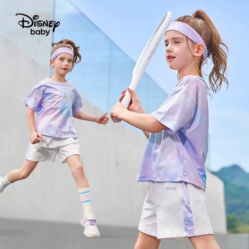 Дисней, летний спортивный костюм, детская быстросохнущая летняя одежда, комплект, короткий рукав