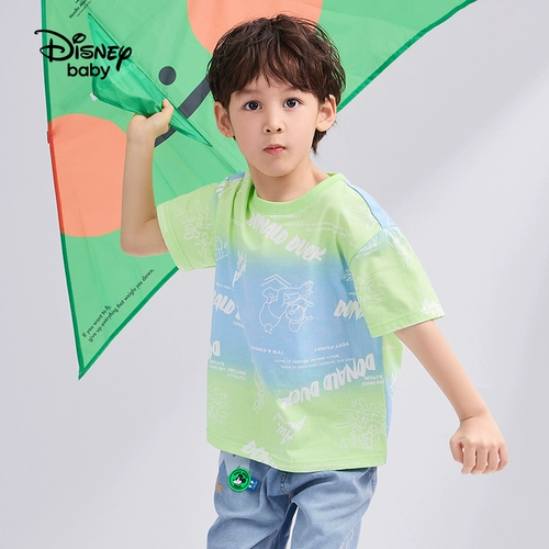 Дисней, трикотажная летняя одежда, хлопковая летняя детская футболка с коротким рукавом