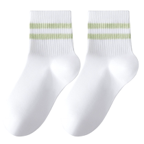 Hengyuanxiang pure cotton boneless socks for women summer thin breathable antibacterial and deodorant mid-calf socks white sports socks