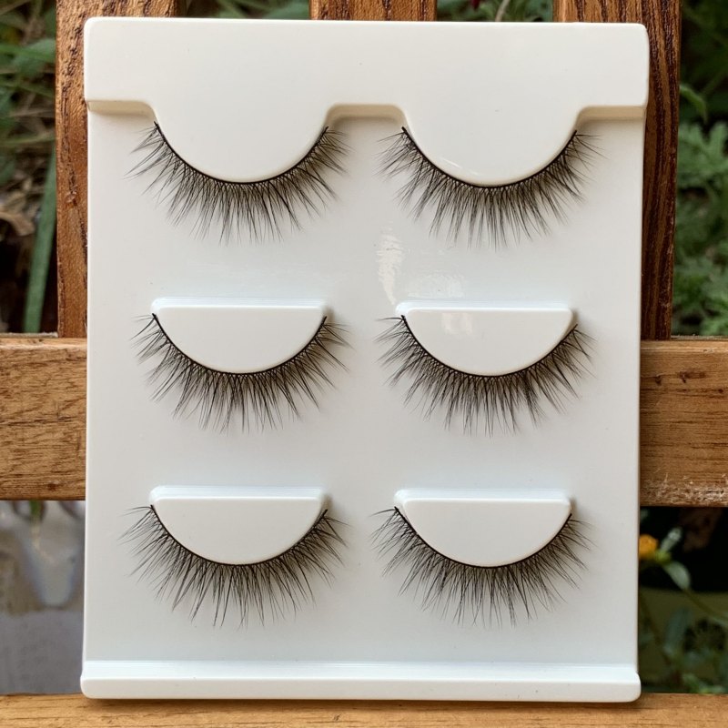 False eyelashes female 3D innocent eyes natural cross thick nude makeup makeup makeup eyelashes cotton thread soft hair upper eyelash sharpening