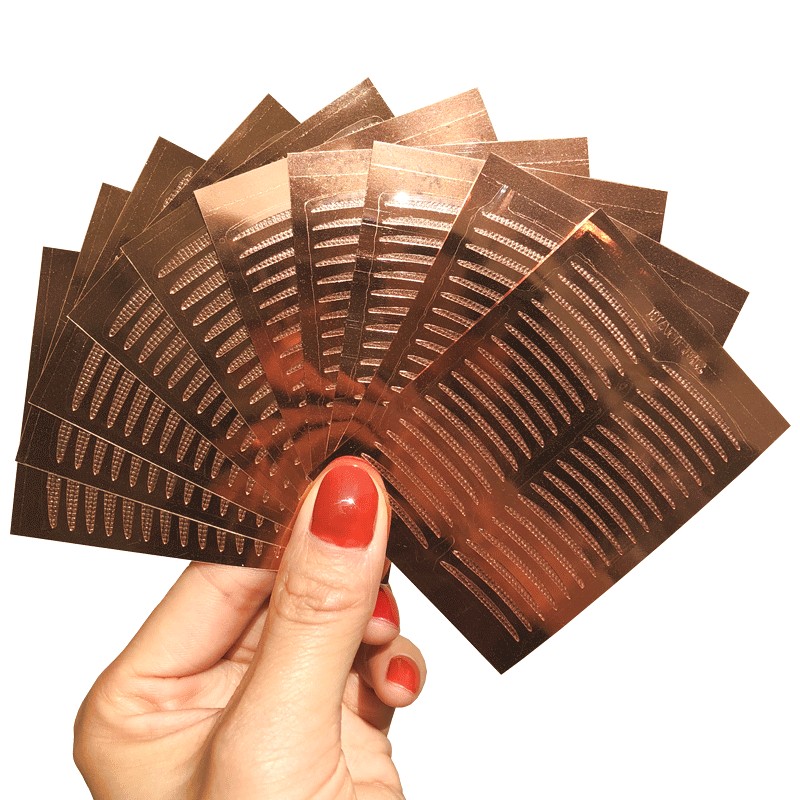 Rose Gold Double Eyeskin Leather Patch Natural Transparent ROSE GOLD SINGLE FACE DOUBLE EYE LEATHER PATCH COMPOSITION WITH 5 PIECES FINE 5 PIECES WIDE