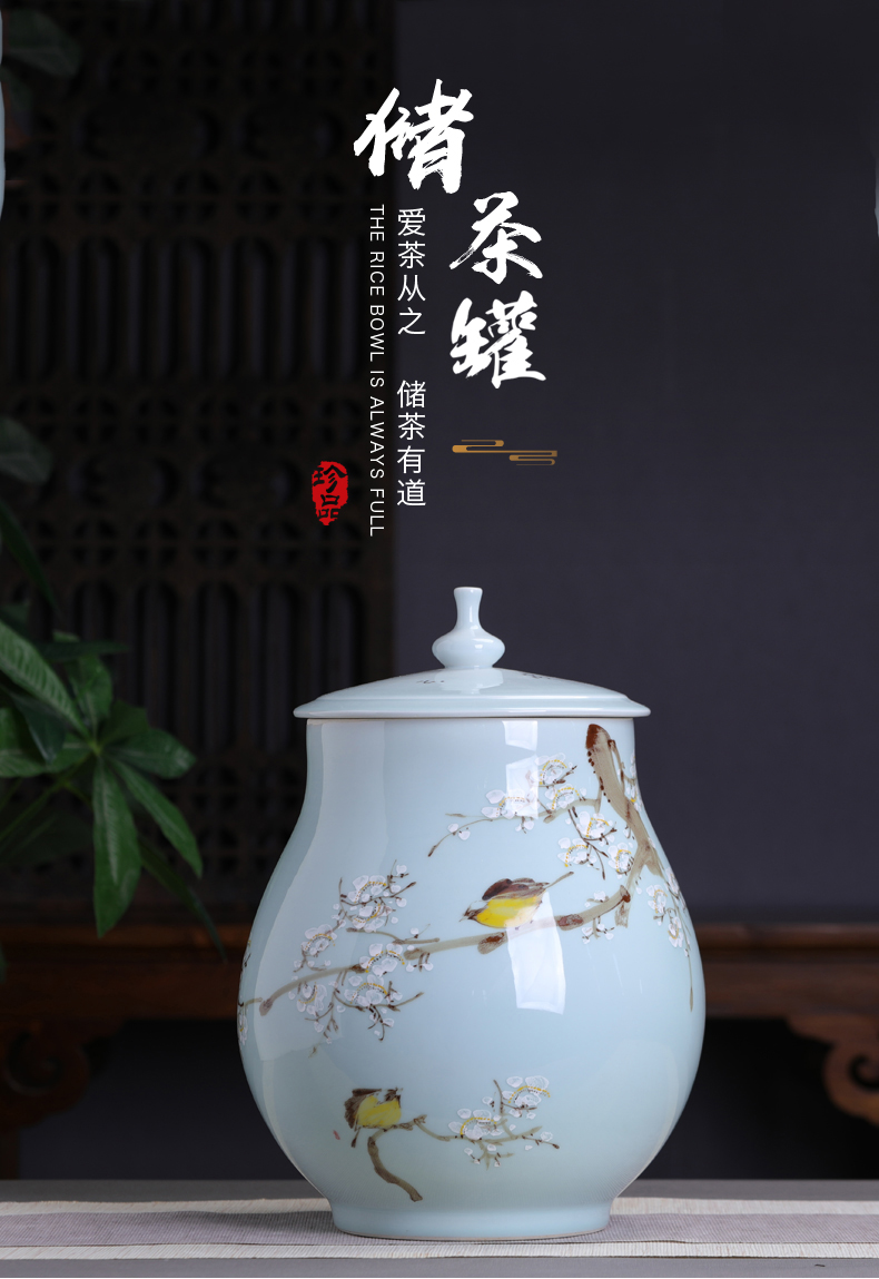 Hand - made ceramic glaze under the name plum flower seal caddy fixings large household puer tea cake store up receives general big yards