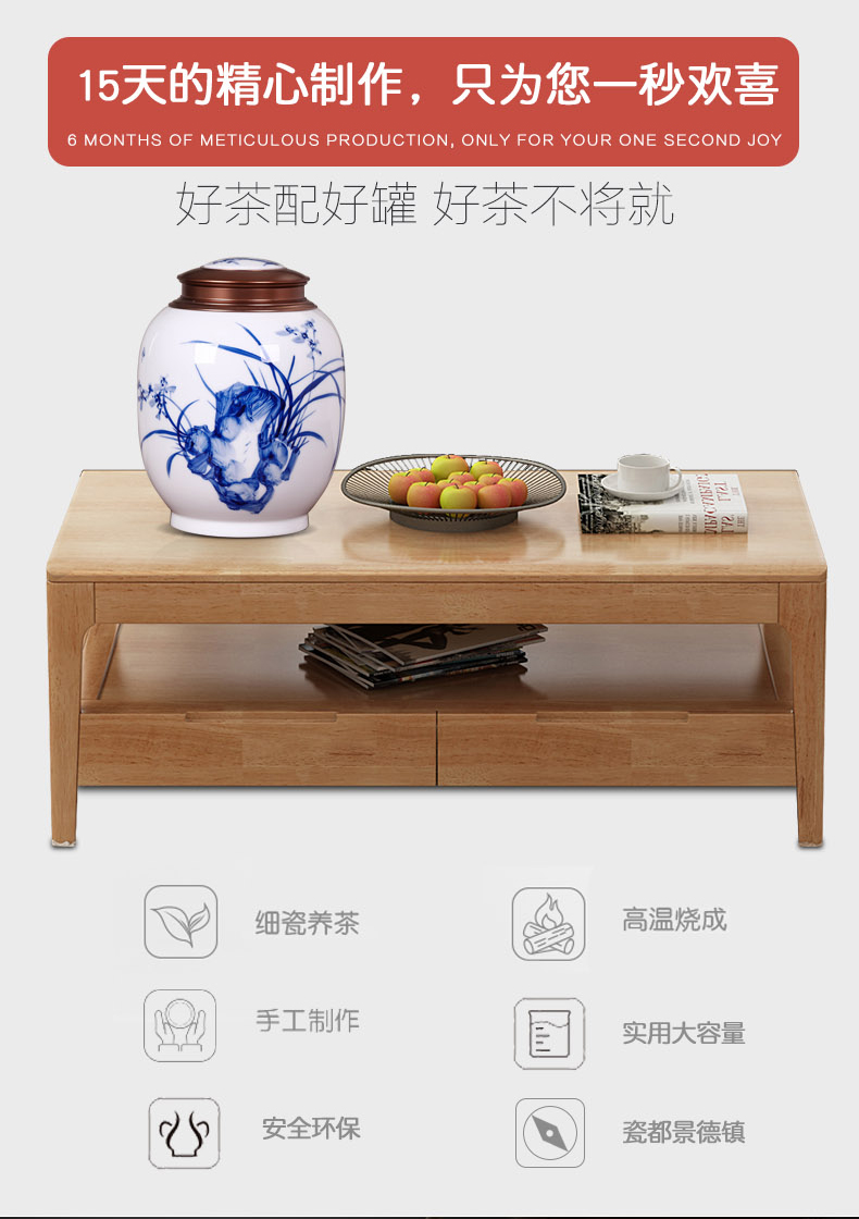 Hand made blue and white porcelain tea pot black tea tea pot store POTS sealed cover large moisture storage tea warehouse