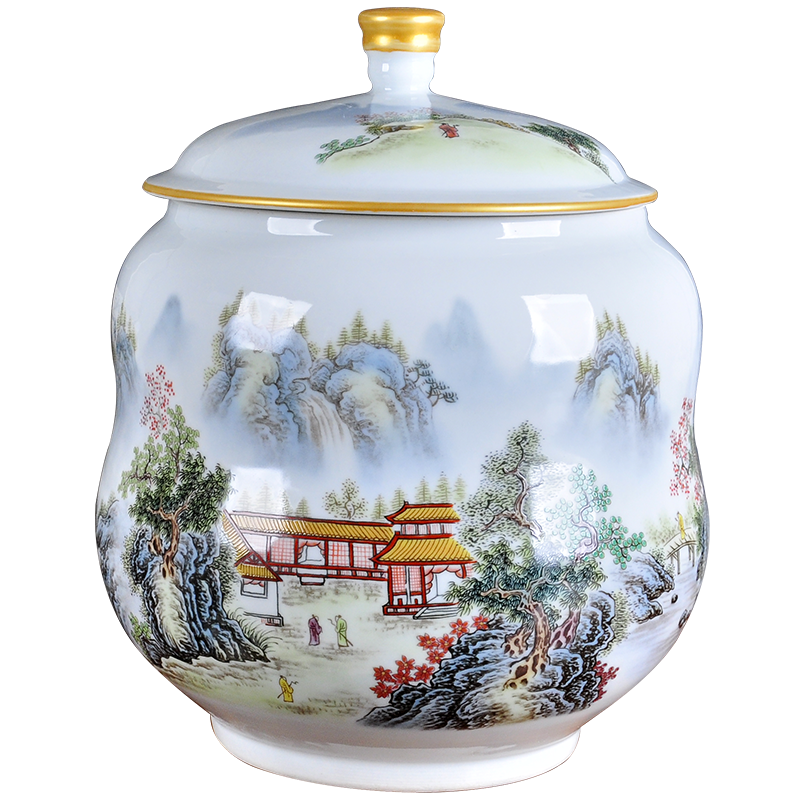 Jingdezhen ceramic tea caddy fixings cylinder storage tanks large bucket cake ceramic tea storage tank and POTS