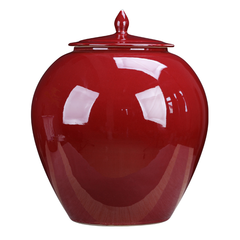 Vintage ruby red ceramic tea pot large puer tea pot super 50 pieces to heavy tea cake store seal pot tea urn