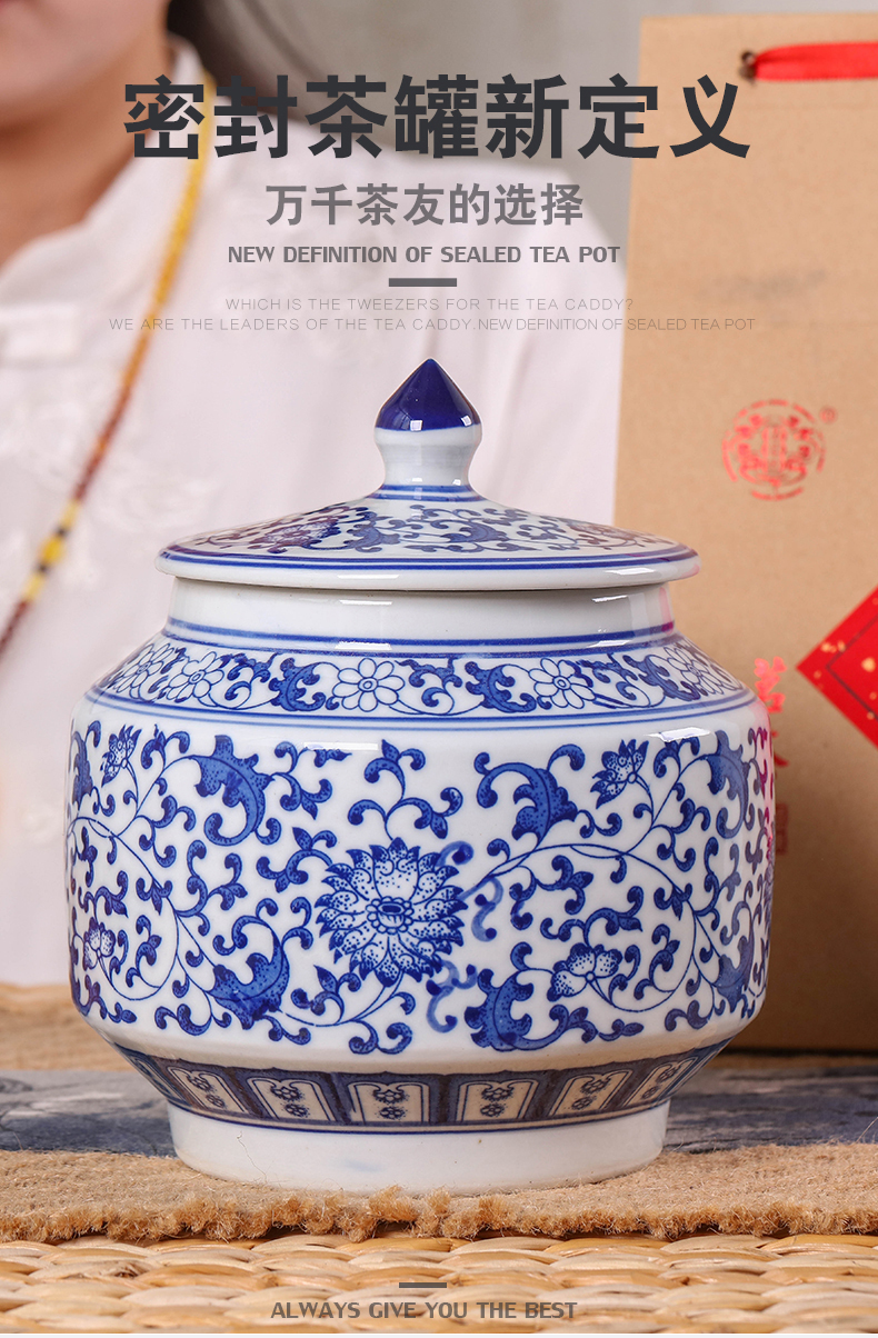 Blue and white porcelain tea pot ceramic small seal tank storage tanks large 1 catty put it old white tea tea POTS