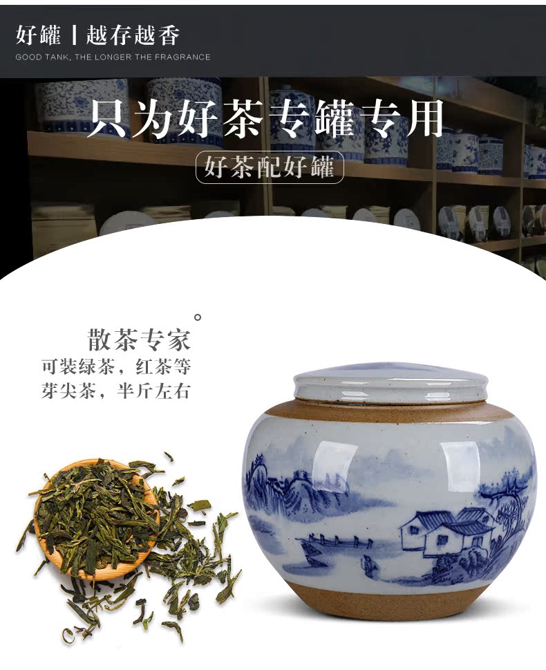 Small jingdezhen ceramic creative caddy fixings sealed container half jins of individual character vogue put tea POTS. A large