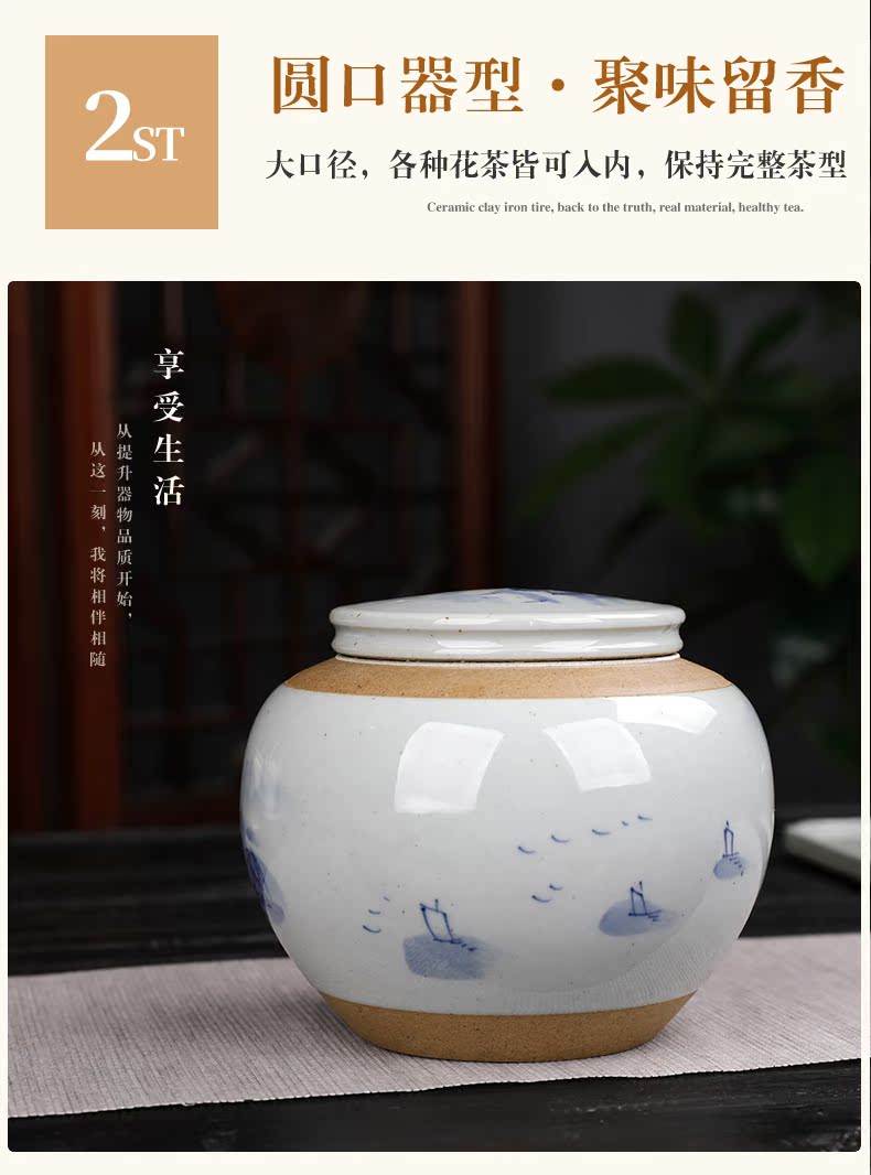 Small jingdezhen ceramic creative caddy fixings sealed container half jins of individual character vogue put tea POTS. A large