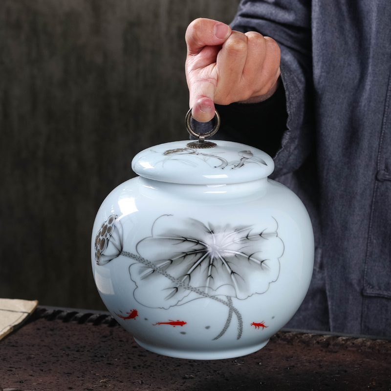 Lotus tea pot ceramic seal large restoring ancient ways a kilo containers of tea tea urn 500 g POTS