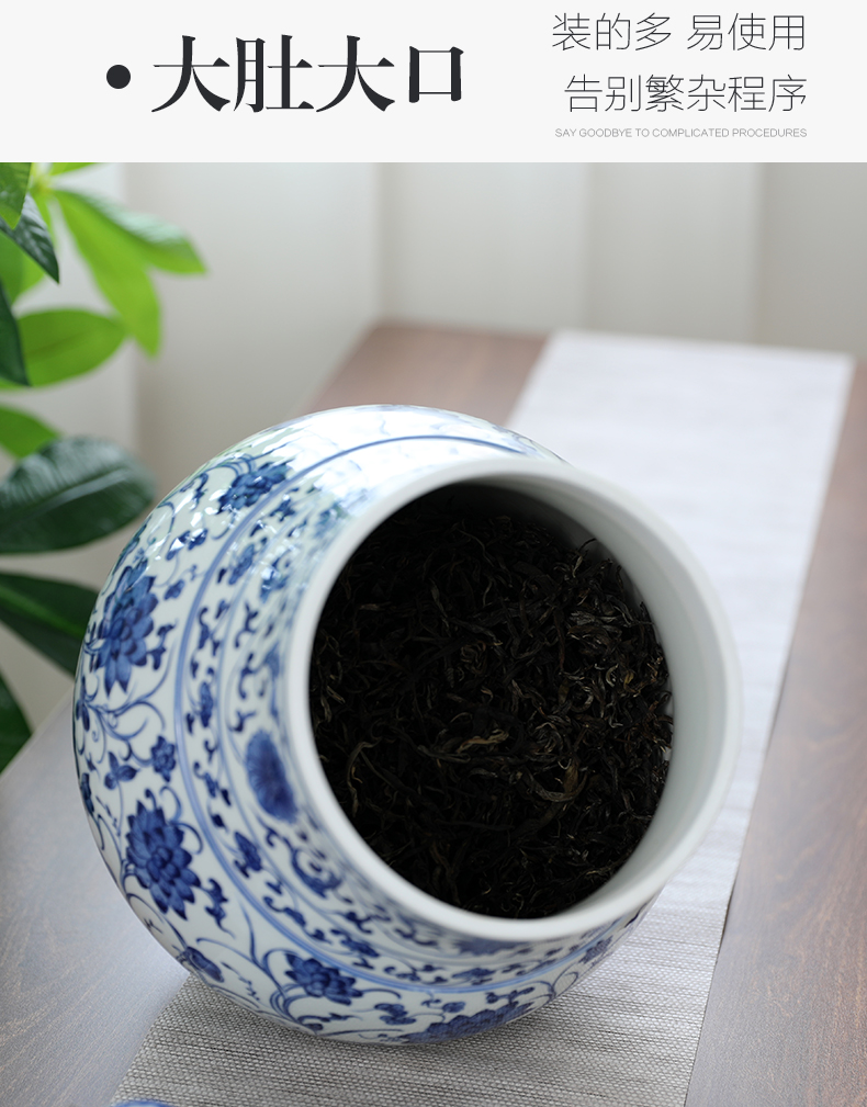 Restoring ancient ways is hand draw 2 jins with caddy fixings of blue and white porcelain ceramic storage tank puer tea to wake tea storage POTS moistureproof