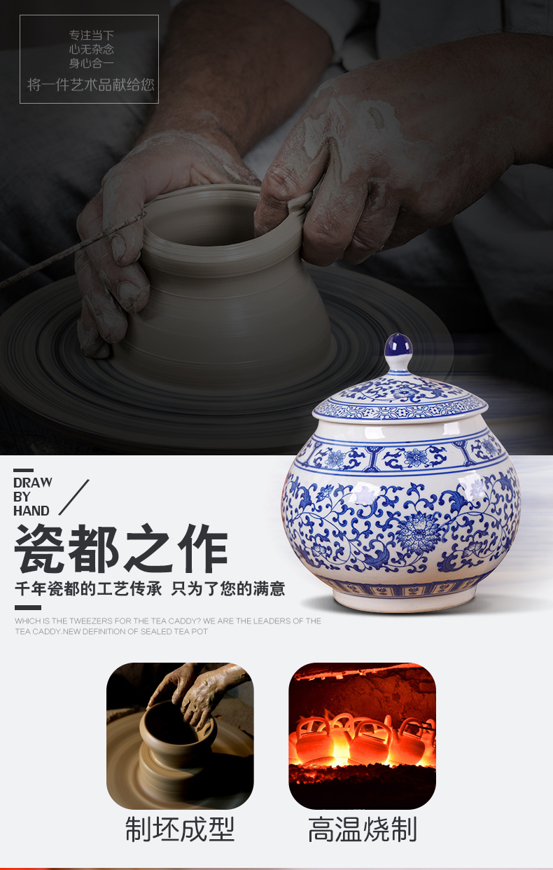 Jingdezhen porcelain retro caddy fixings ceramic seal moisture large household pu - erh tea storage and receives a kilo