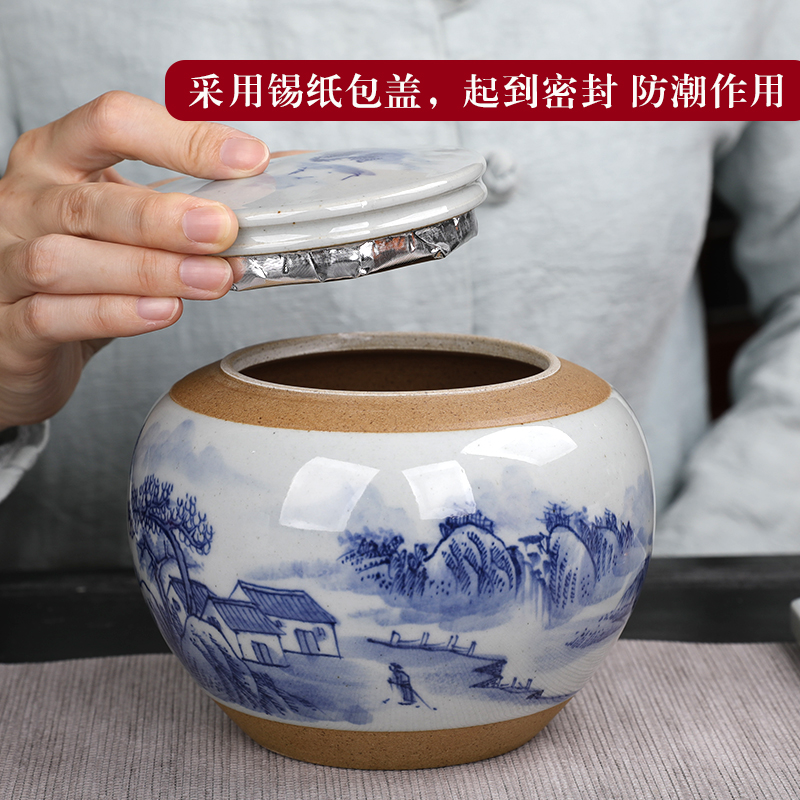 Small jingdezhen ceramic creative caddy fixings sealed container half jins of individual character vogue put tea POTS. A large