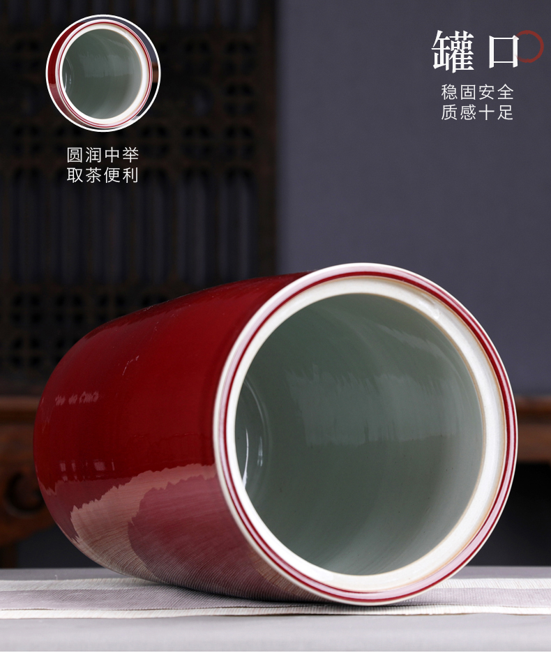 Jingdezhen red tea pot 15 extra large ceramic tea pot tea cake tea urn home tea storage tanks