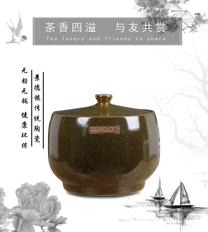 Jingdezhen ceramic medium tea canners 5 jins of puer tea save cylinder seal pot of black tea, green tea