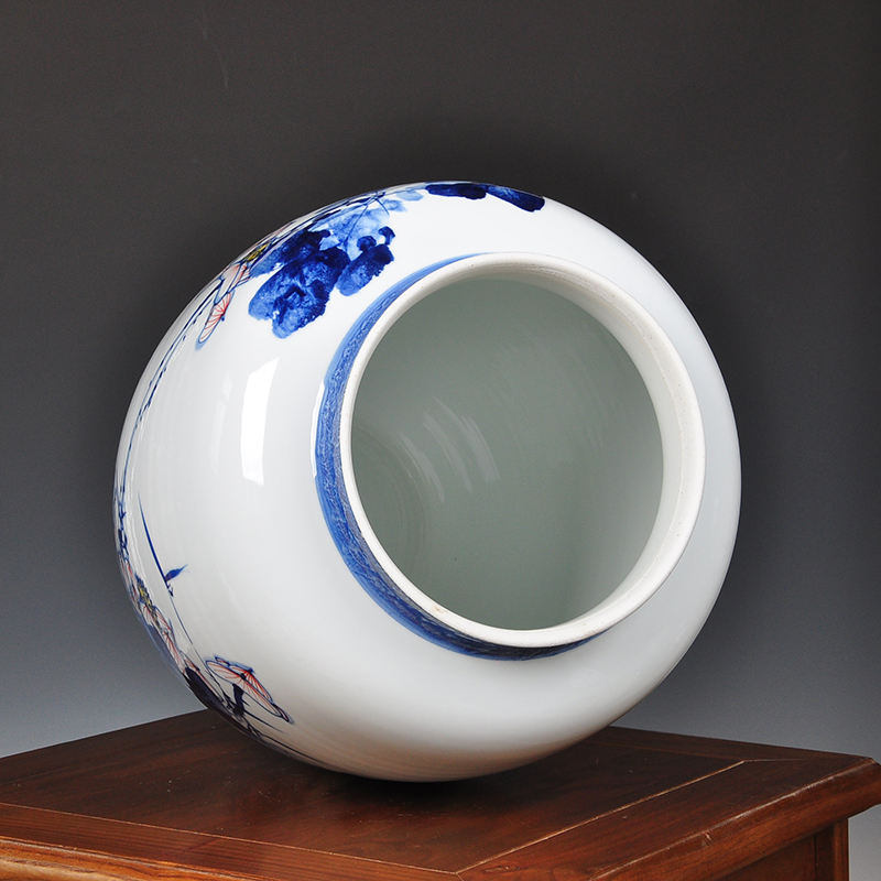 Blue and white porcelain tea pot large furnishing articles pu 'er ceramic jar airtight storage scattered tea POTS, tea tea urn