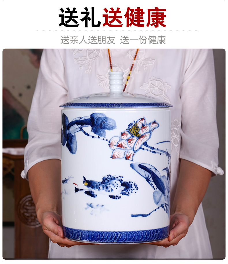 Hand - made ceramic tea caddy fixings household deposit box sealed tank storage tanks put tea POTS of large POTS