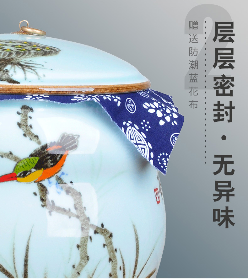 Manual caddy fixings pu - erh tea cake tea POTS cylinder storage POTS of jingdezhen oversized coarse ceramic seal POTS