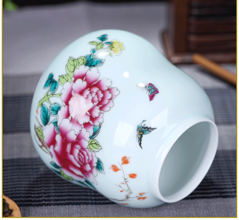 Small portable mini ceramic powder tea caddy fixings tea tins storage boxes, tea POTS