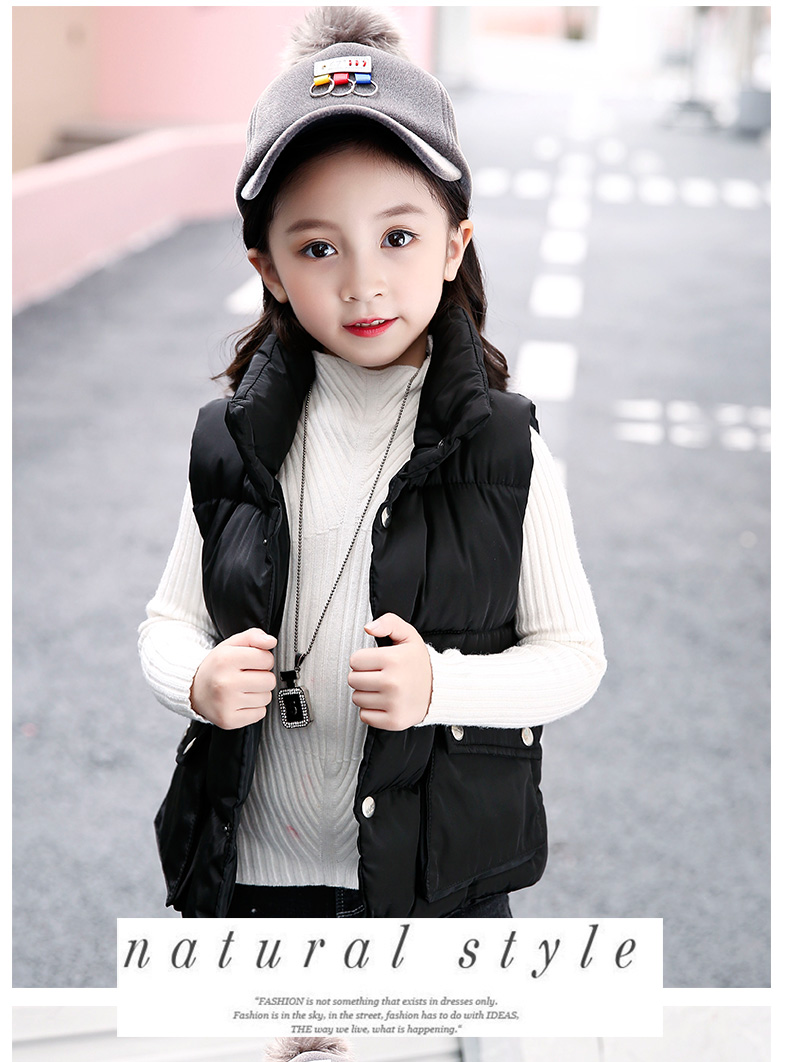 Áo chống mưa cho trẻ em mùa thu và mùa đông mới dày lên cổ áo xuống áo cotton phiên bản Hàn Quốc của áo vest cotton trẻ em áo gile lót lông cho bé