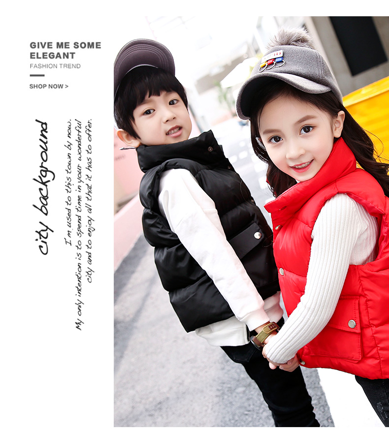 Áo chống mưa cho trẻ em mùa thu và mùa đông mới dày lên cổ áo xuống áo cotton phiên bản Hàn Quốc của áo vest cotton trẻ em áo gile lót lông cho bé