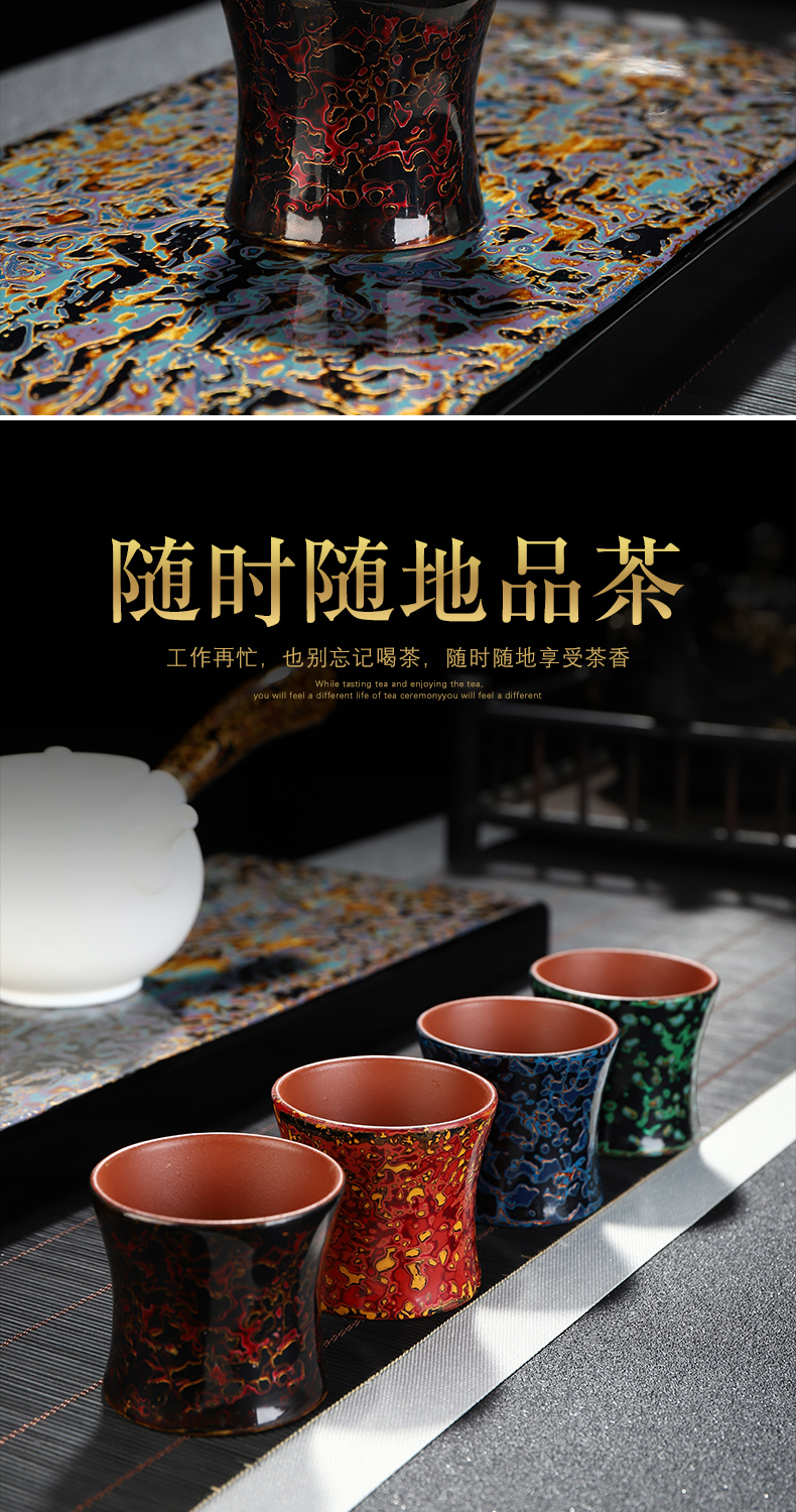 Recreational product lacquer tea Chinese violet arenaceous kung fu tea cups manual Chinese lacquer master cup single CPU ceramic sample tea cup