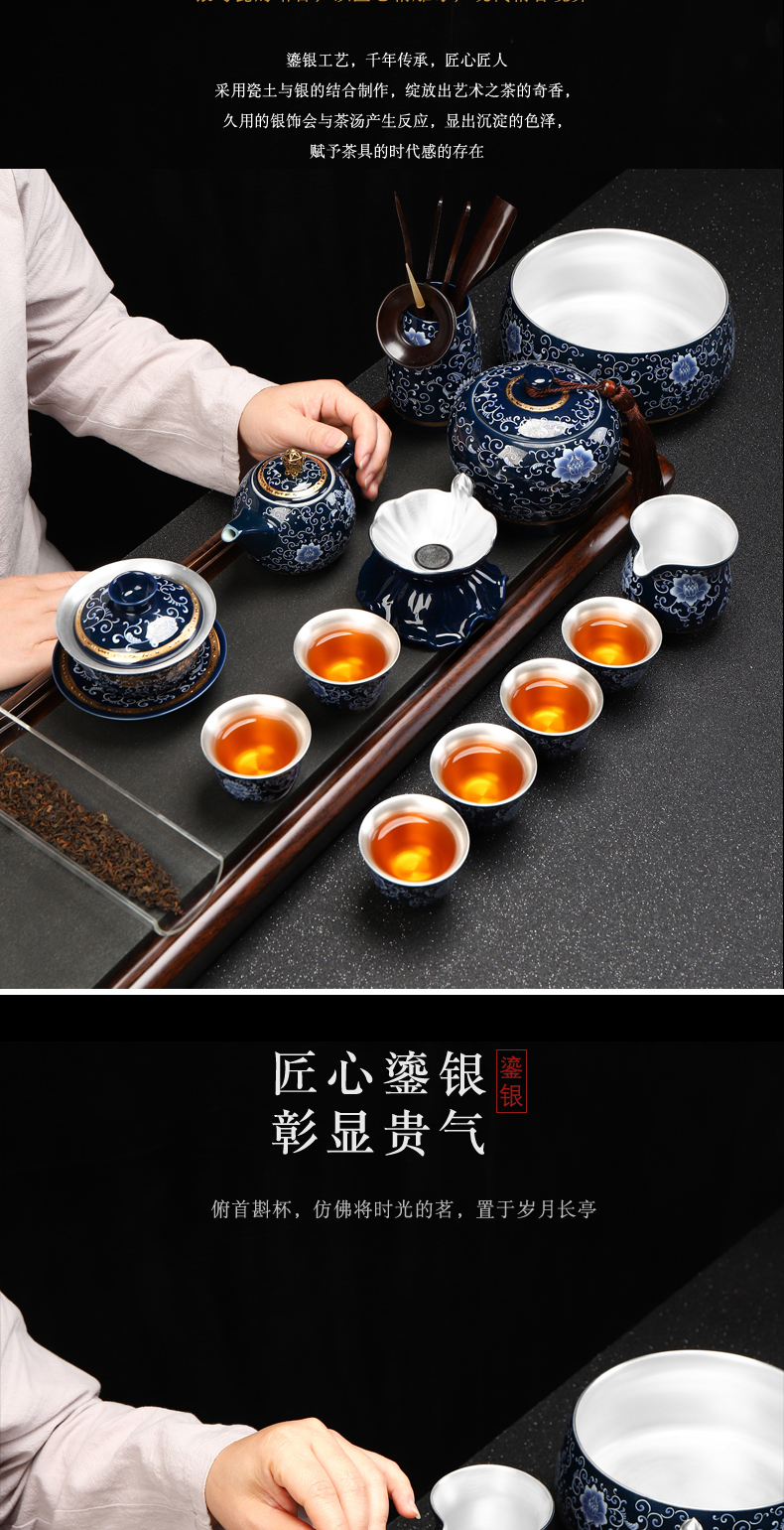 Recreational product ceramic coppering. As silver tea sets, 999 sterling silver tea set kung fu tea cups of a complete set of the home office