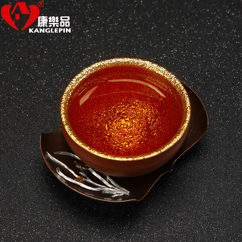 Recreational product yixing purple sand yellow marigold gold silver cup checking ceramic cups kung fu masters cup single CPU