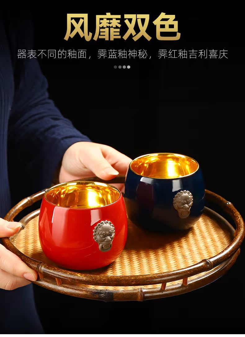 Recreational product is pure manual benevolent gold light 24 k gold 10.2 cm high 6.7 cm wide ceramic tea cup gift boxes