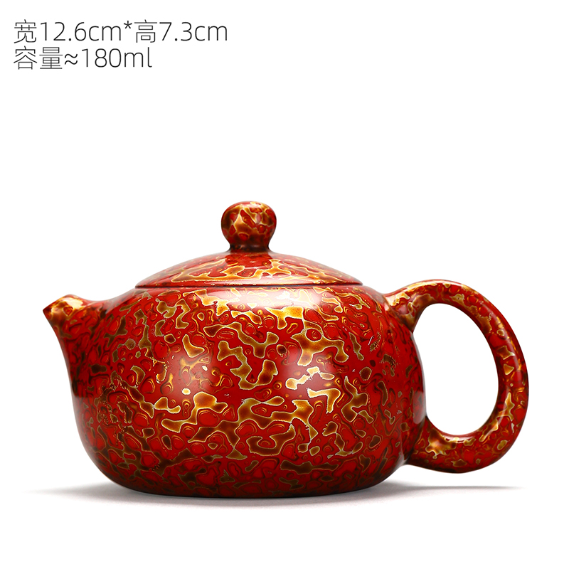Recreation article 180 ml of Chinese lacquer porcelain beauty pot of pure manual 12.6 7.3 cm wide Chinese lacquer rhinoceros leather tea set