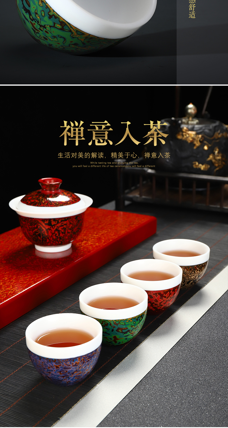 Recreational product lacquer ware jingdezhen ceramic cup tea tea set keep artist Wang Cunxu big white porcelain collection certificate