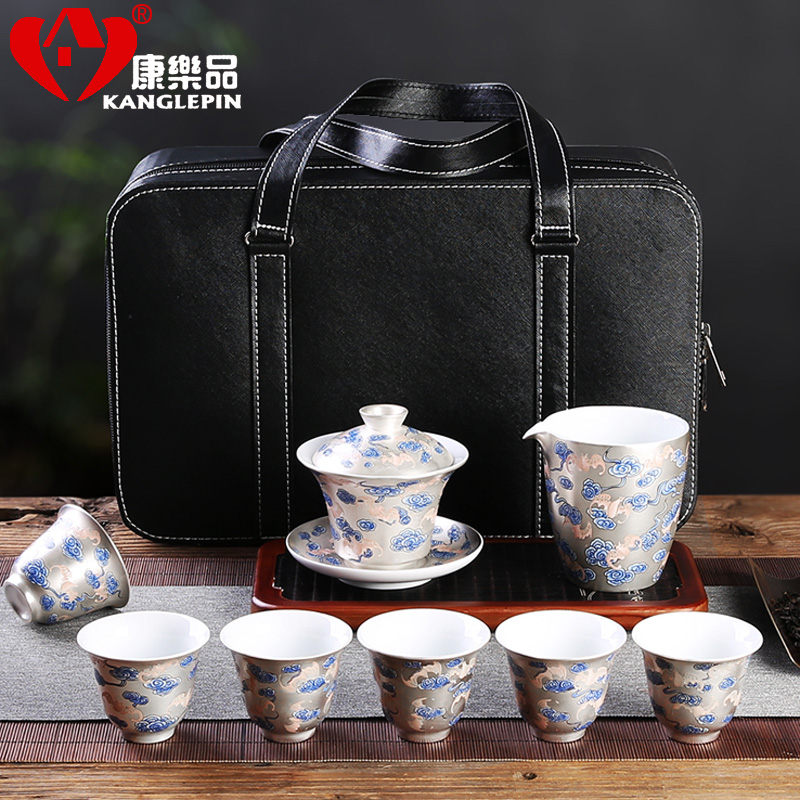 Recreational product silver of ceramic coppering. As silver tureen kung fu tea cups set five blessings tea the whole trip