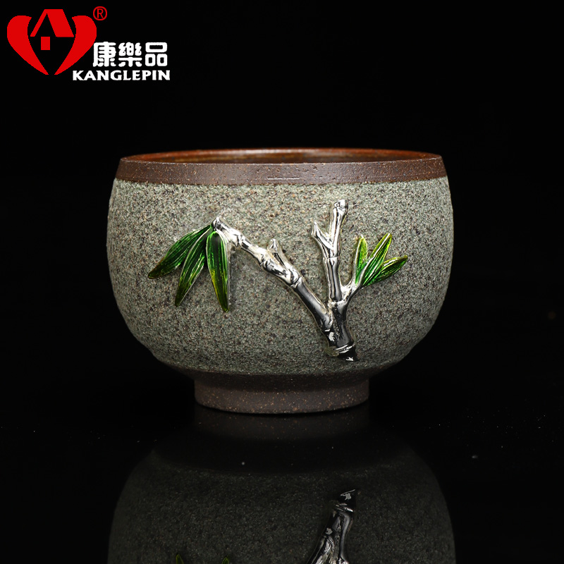 Recreational product ore rock, mudstone firewood to violet arenaceous silver inlaid with a cup of kung fu tea master sample tea cup a cup of tea cups