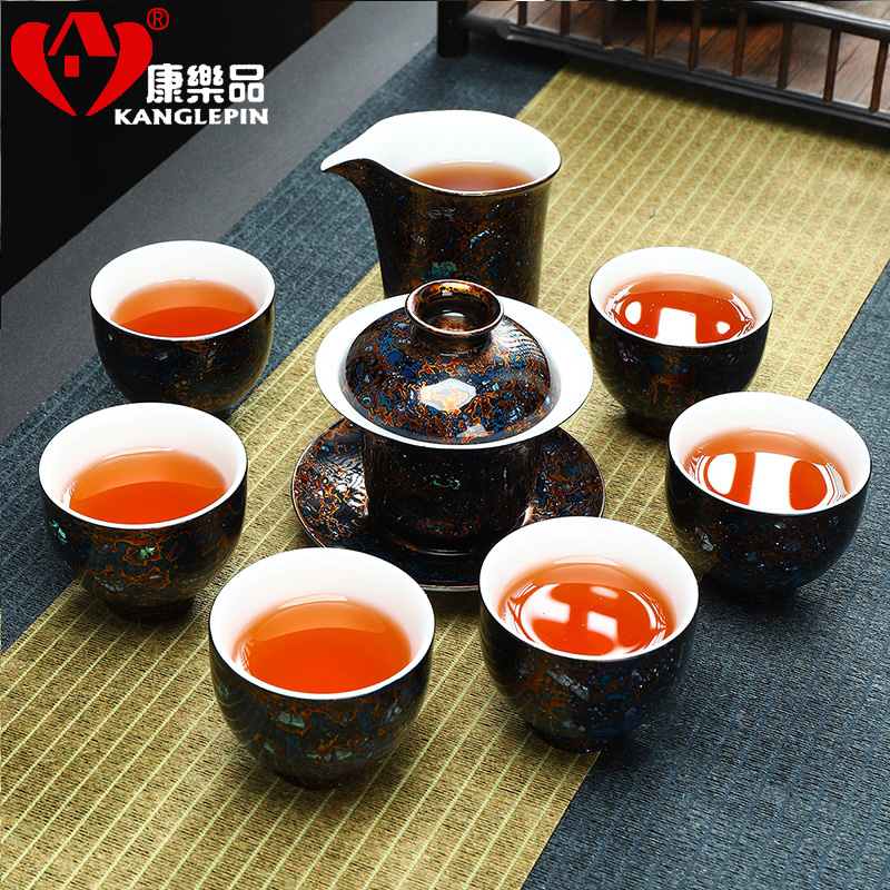 Recreation quality lacquer tea sets Chinese lacquer gifts of a complete set of tea sets bright stars dehua white porcelain tea set