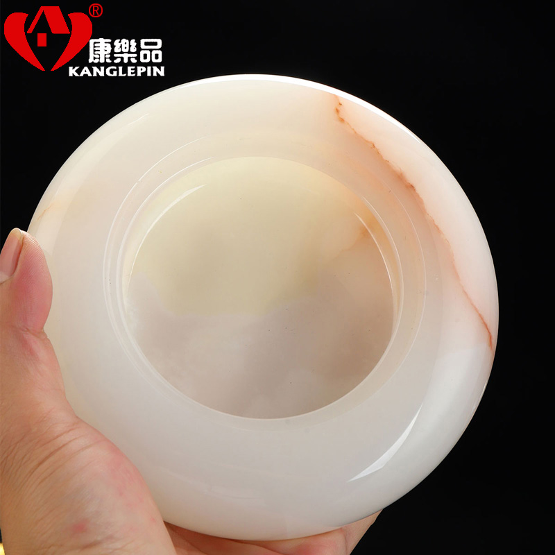 Recreational products jade glass jars on dry table mat copper pot pan bracket suet jade porcelain household utensils ashtray