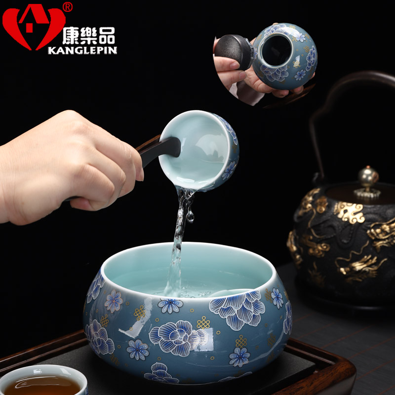 Recreational product ceramic kung fu tea colored enamel Chinese tureen tea cups suit modern household manual of a complete set of tea service