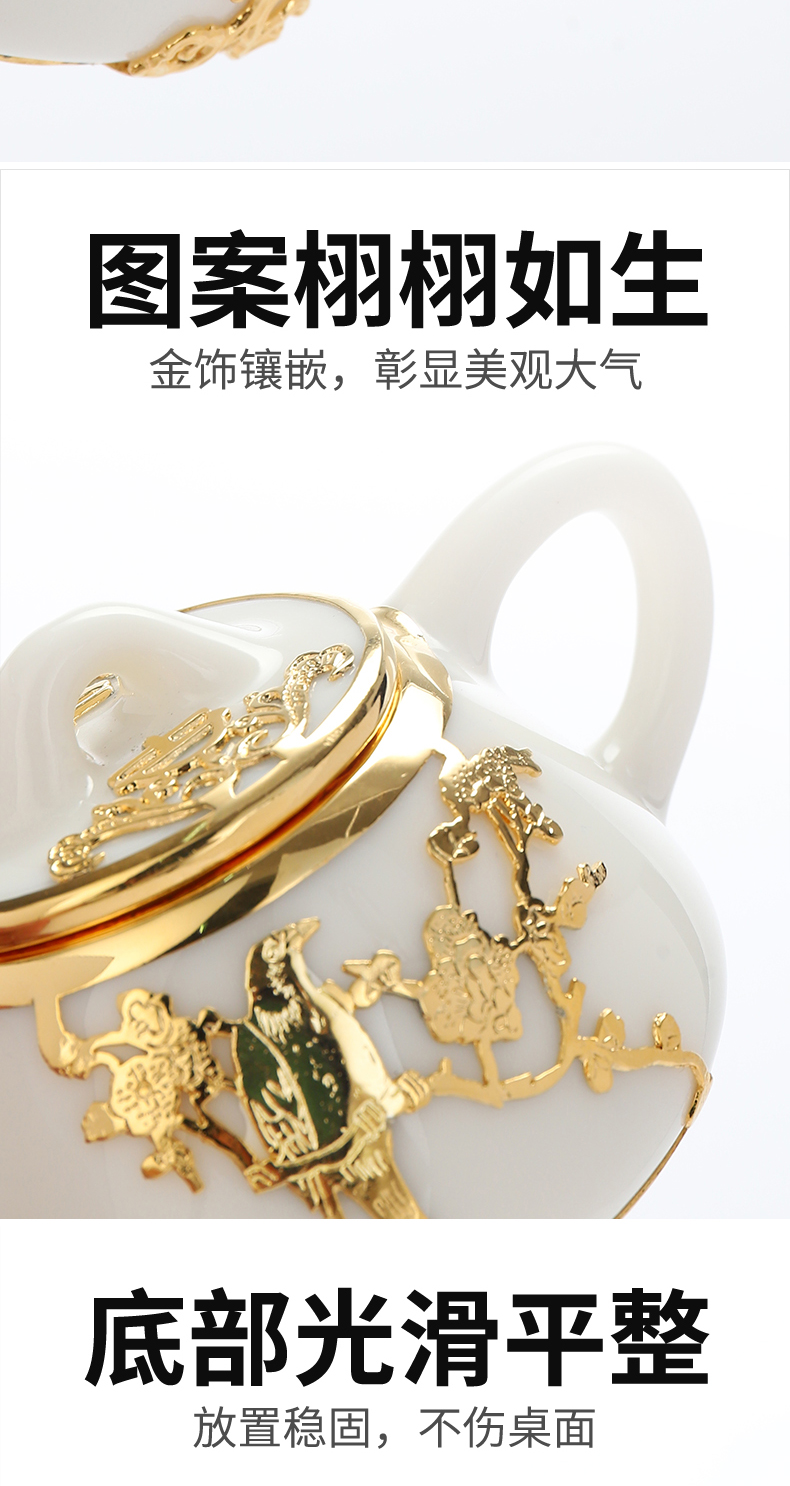 Recreational product an inset jades kung fu tea set household suet jingdezhen porcelain office gifts pot cup the lounge