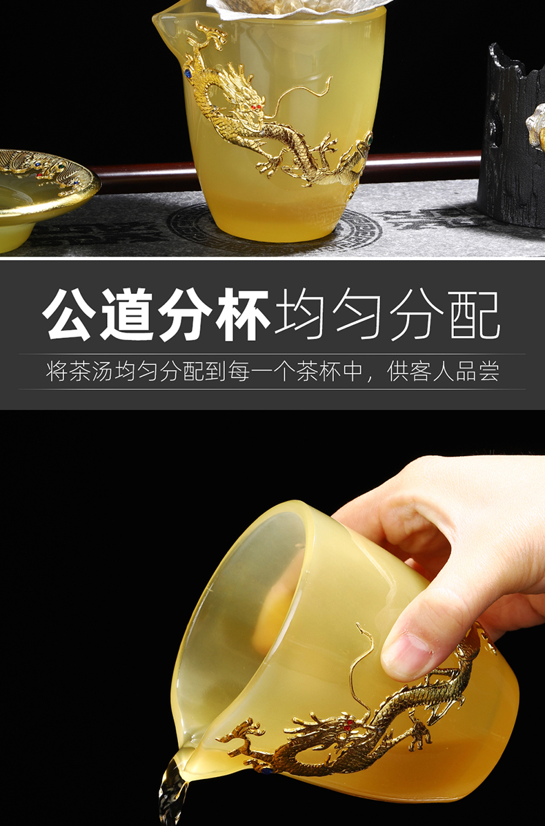 Recreational product set Jin Xianglong coloured glaze jade porcelain kung fu tea set emperor huang gai bowl of tea cup home a whole set of gift boxes