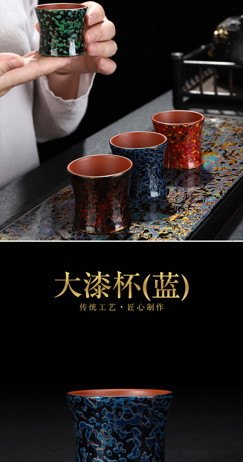 Recreational product lacquer tea Chinese violet arenaceous kung fu tea cups manual Chinese lacquer master cup single CPU ceramic sample tea cup