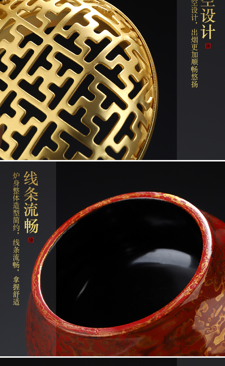 Recreational product big lacquer there are portable Chinese trumpet censer household ceramics sandalwood disk present zen furnace