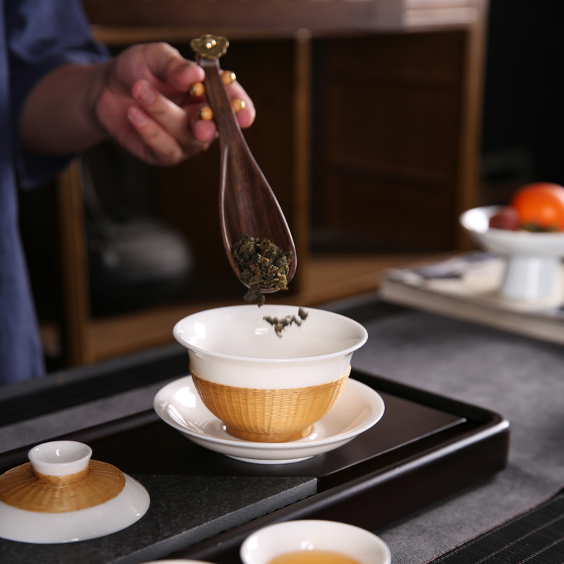 Recreational products checking bamboo states porcelain cups porcelain body bamboo has tureen kung fu tea set intangible features three tureen