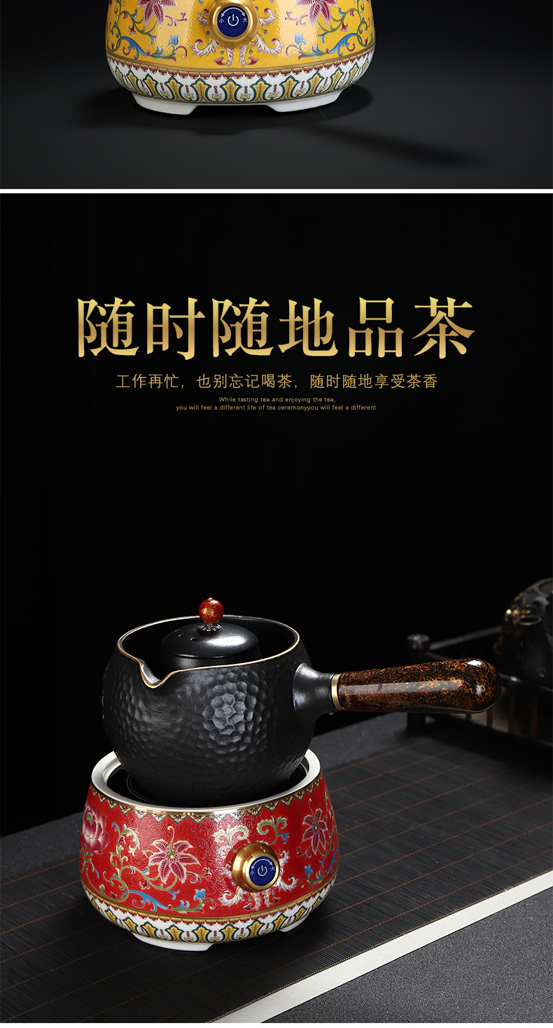 Recreational product lacquer ware jingdezhen tea service manual colored enamel Chinese lacquer side put boiling kettle ceramic electric TaoLu tea