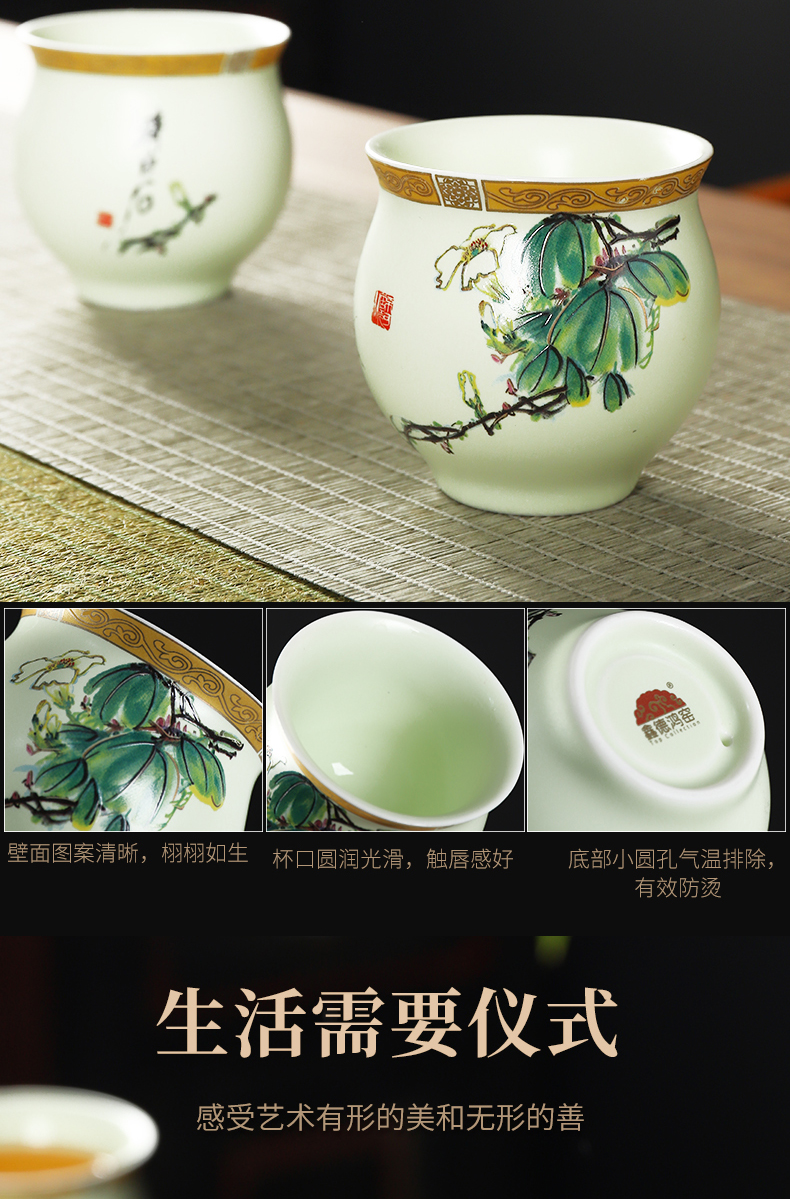 Recreational product ceramic tea set home tasted silver gilding double anti hot high - grade tea is tea tray of a complete set of kung fu tea cups