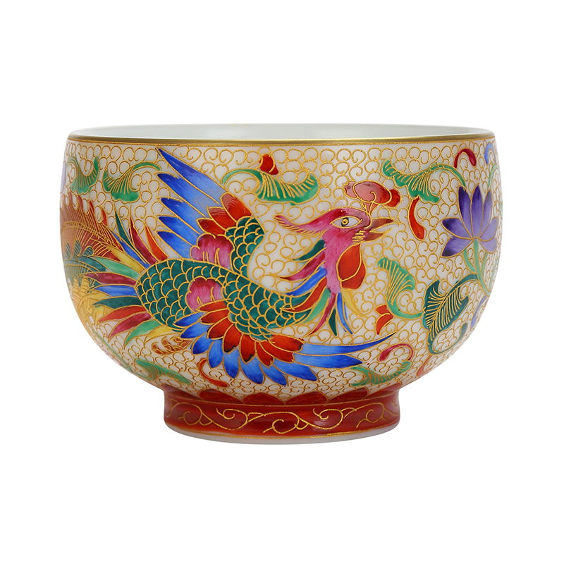 Recreational product of jingdezhen ceramic hand - made wire inlay enamel see colour longfeng cup paint sample tea cup master cup kung fu tea set