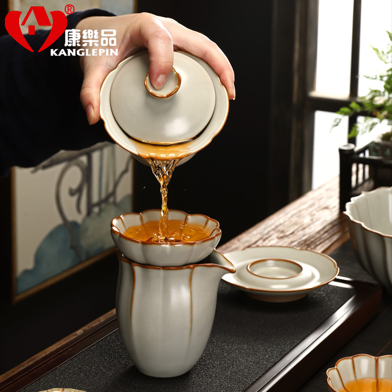 Recreation is tasted your up crack kung fu tea set home sitting room open piece of jingdezhen ceramic teapot with silver cups