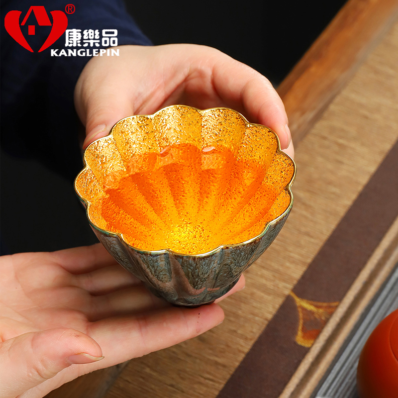 Recreational taste pure manual cup purple sand tire building golden cup lamp cup 24 k kung fu tea set glaze fellowship jinzhan cups