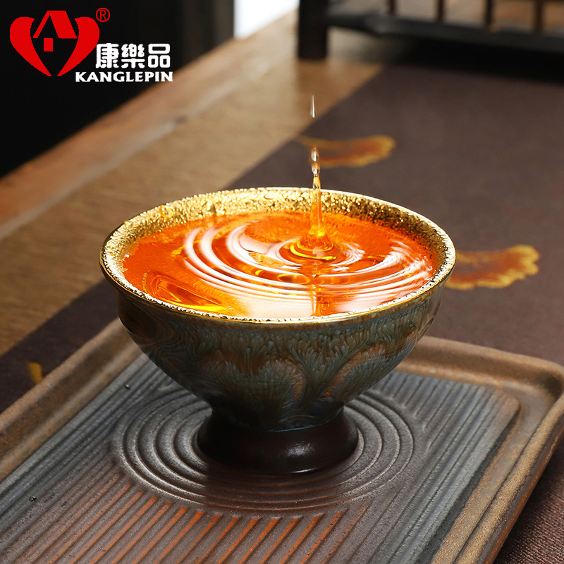 Recreation violet arenaceous temmoku tea light gold light manual yellow marigold master cup single CPU built large big tea cups